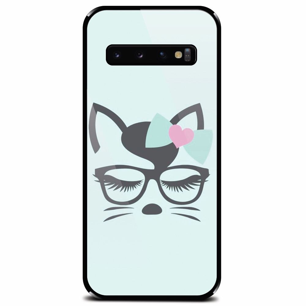 Husa din sticla securizata pentru Samsung Galaxy S10 Plus, Angel Cat