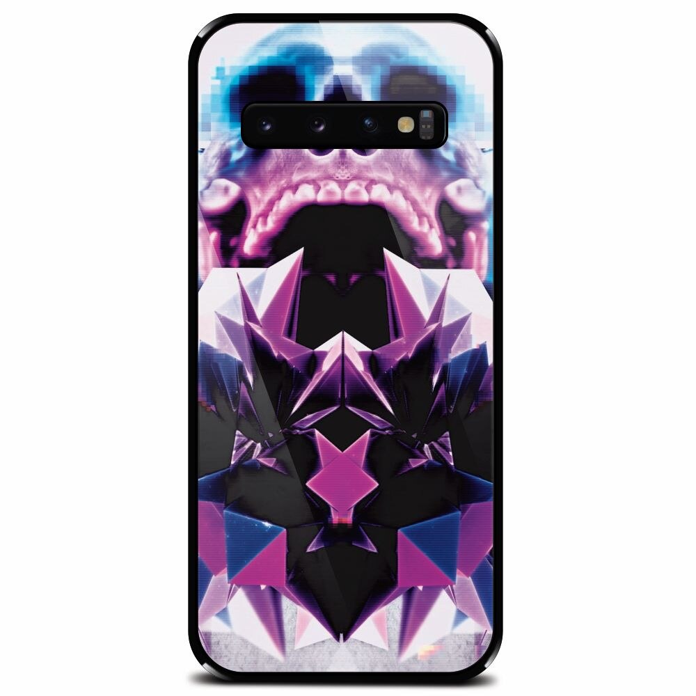 Husa din sticla securizata pentru Samsung Galaxy S10, Abstract Framed Skull