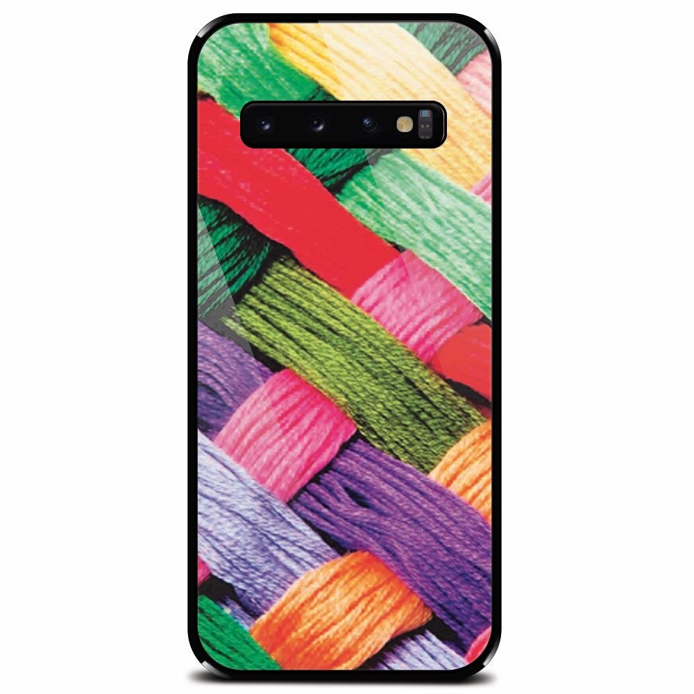 Husa din sticla securizata pentru Samsung Galaxy S10 Plus, Colorful Woolen Art