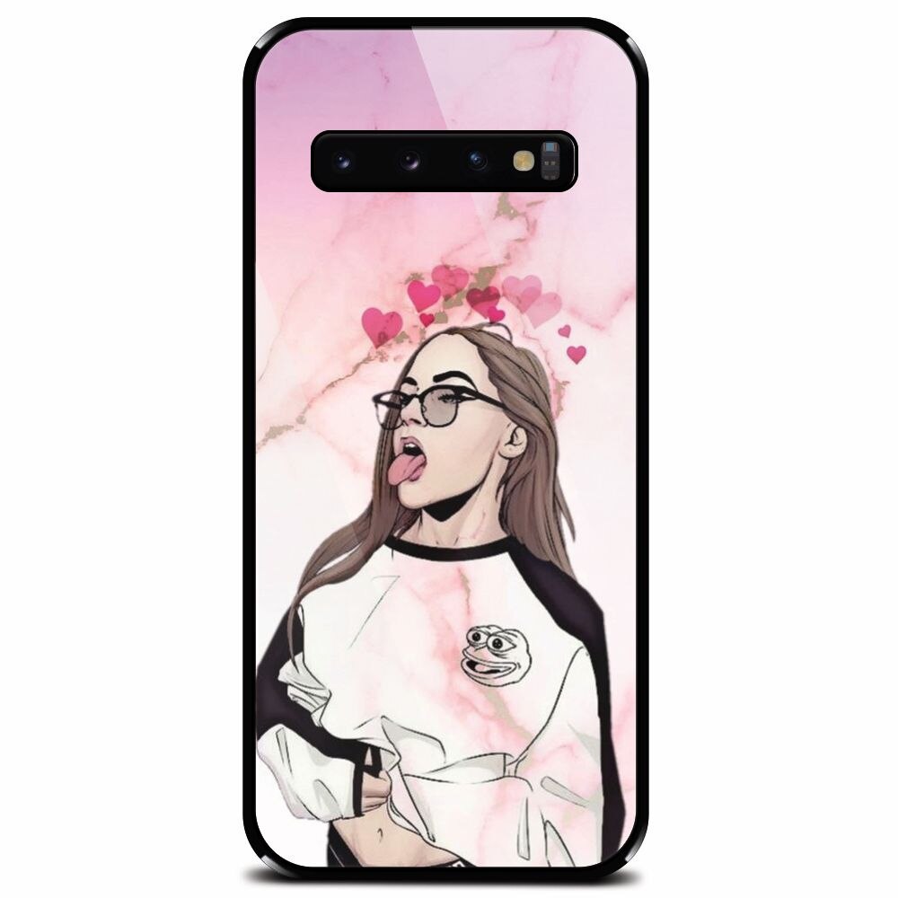 Husa din sticla securizata pentru Samsung Galaxy S10 Plus, Bad Girl