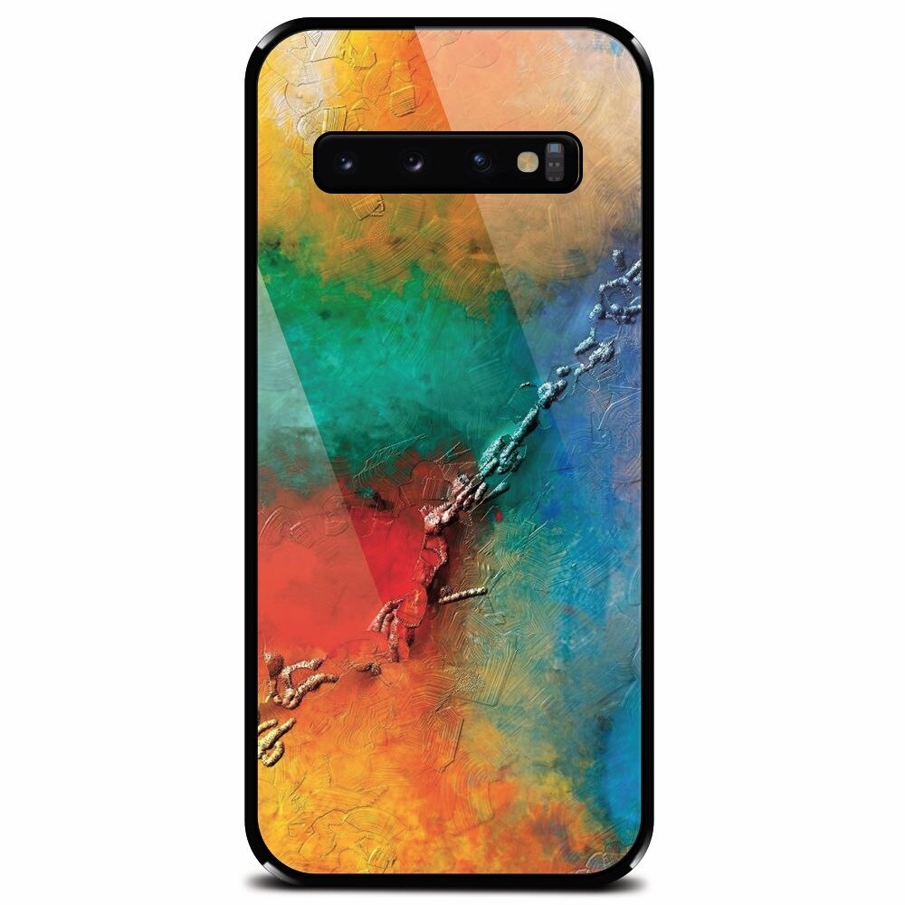 Husa din sticla securizata pentru Samsung Galaxy S10, Colorful Wall Paint Texture