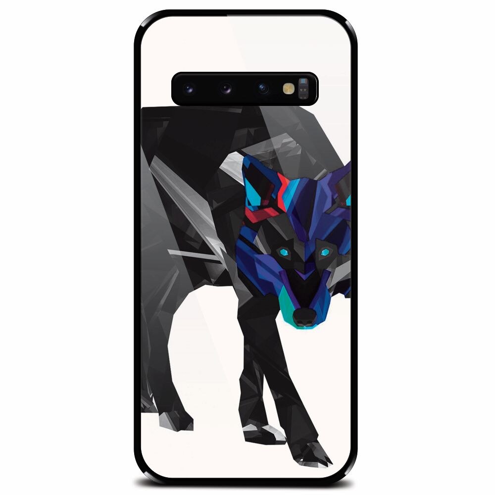 Husa din sticla securizata pentru Samsung Galaxy S10, Abstract Wolf