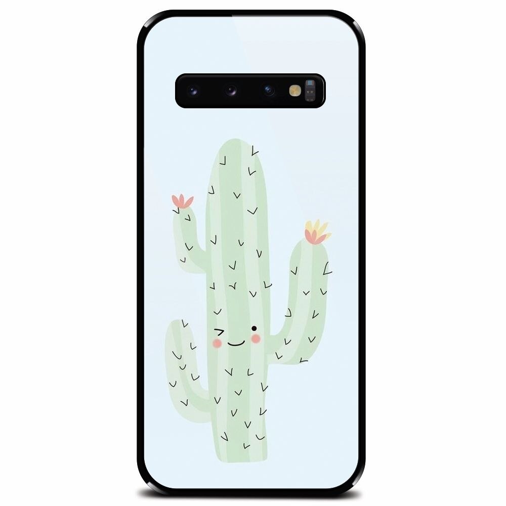 Husa din sticla securizata pentru Samsung Galaxy S10 Plus, Cactus
