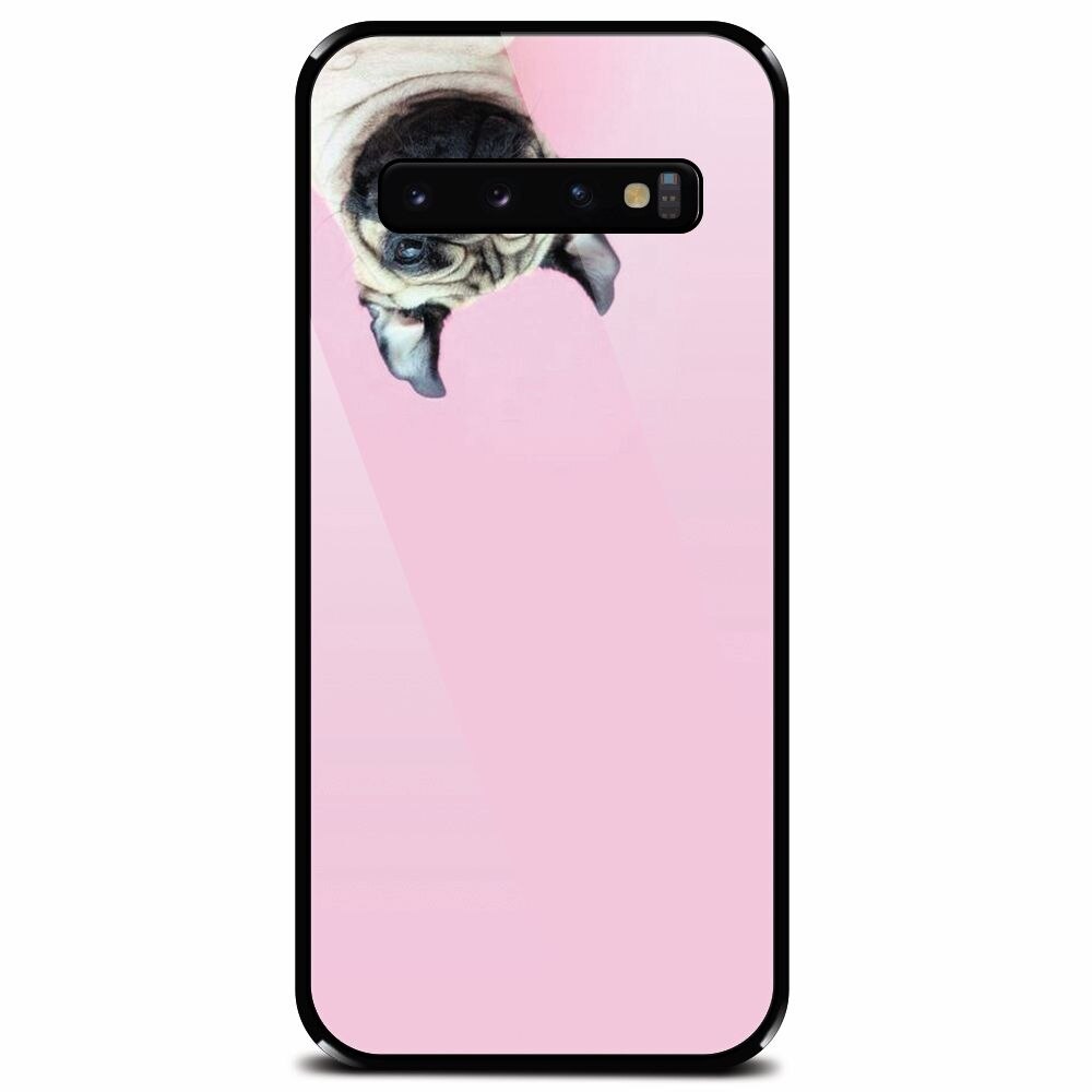 Husa din sticla securizata pentru Samsung Galaxy S10, Dog And Pink