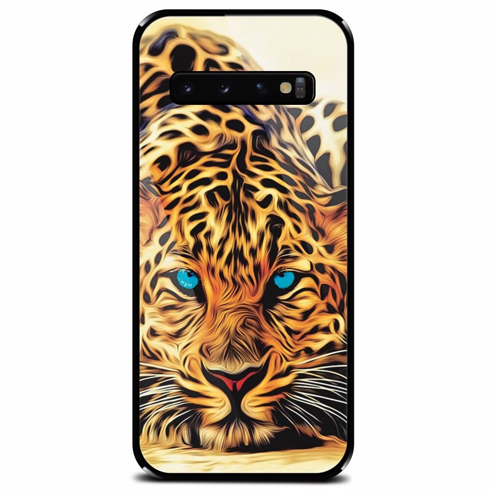 Husa din sticla securizata pentru Samsung Galaxy S10 Plus, Animal Tiger
