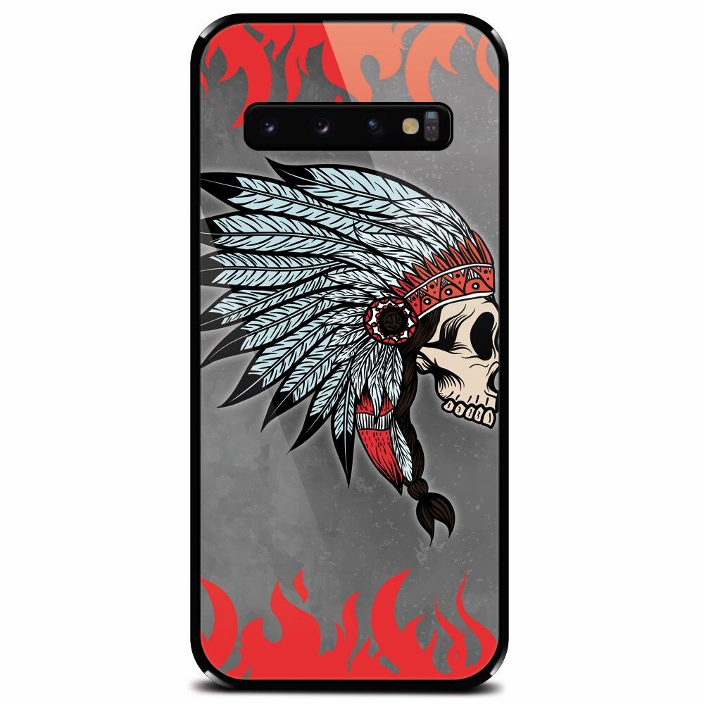 Husa din sticla securizata pentru Samsung Galaxy S10, Indian Skull