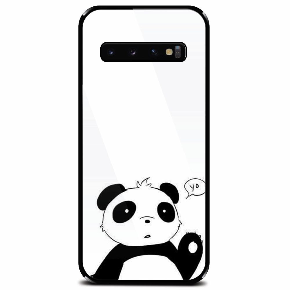 Husa din sticla securizata pentru Samsung Galaxy S10, Panda Cellphone