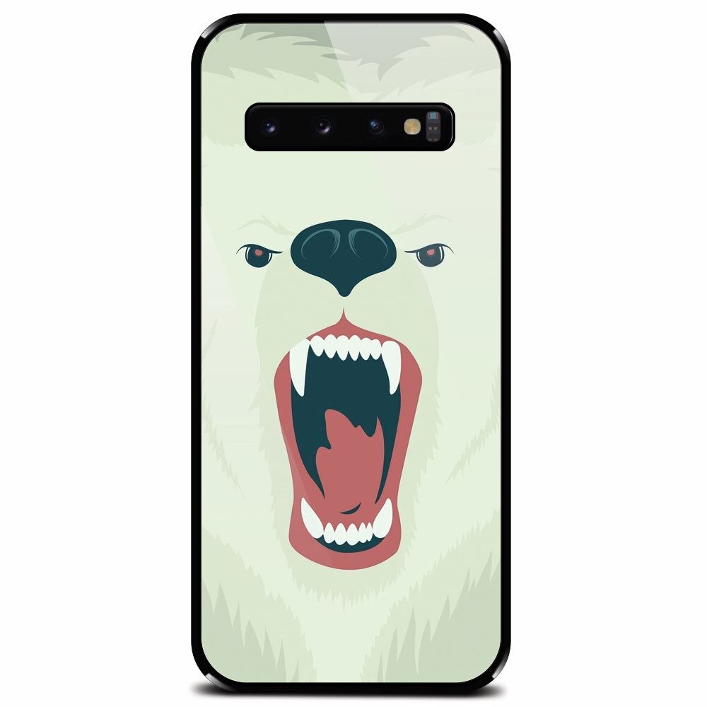 Husa din sticla securizata pentru Samsung Galaxy S10 Plus, Fierce Polar Bear Winter