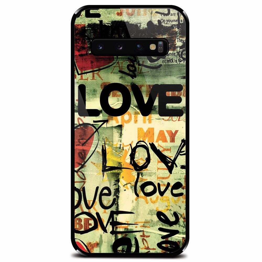 Husa din sticla securizata pentru Samsung Galaxy S10 Plus, Love Artwork