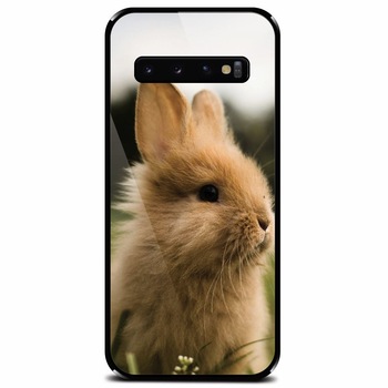 Husa din sticla securizata pentru Samsung Galaxy S10, Cute Rabbit In Grass Husa din sticla securizata pentru Samsung Galaxy S10, Cute Rabbit In Grass