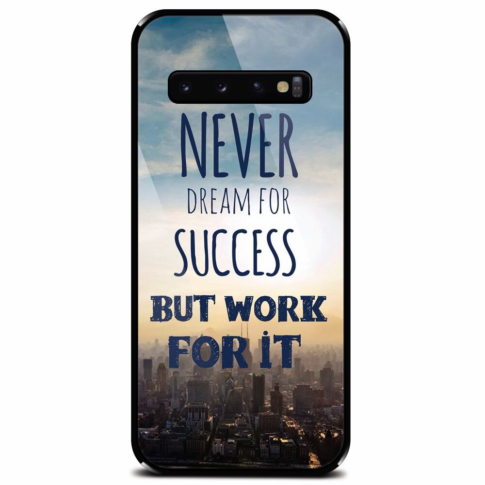 Husa din sticla securizata pentru Samsung Galaxy S10 Plus, Never Dream