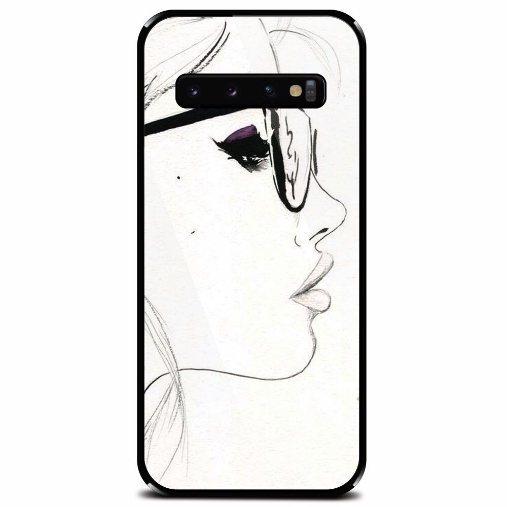 Husa din sticla securizata pentru Samsung Galaxy S10 Plus, Girl Face