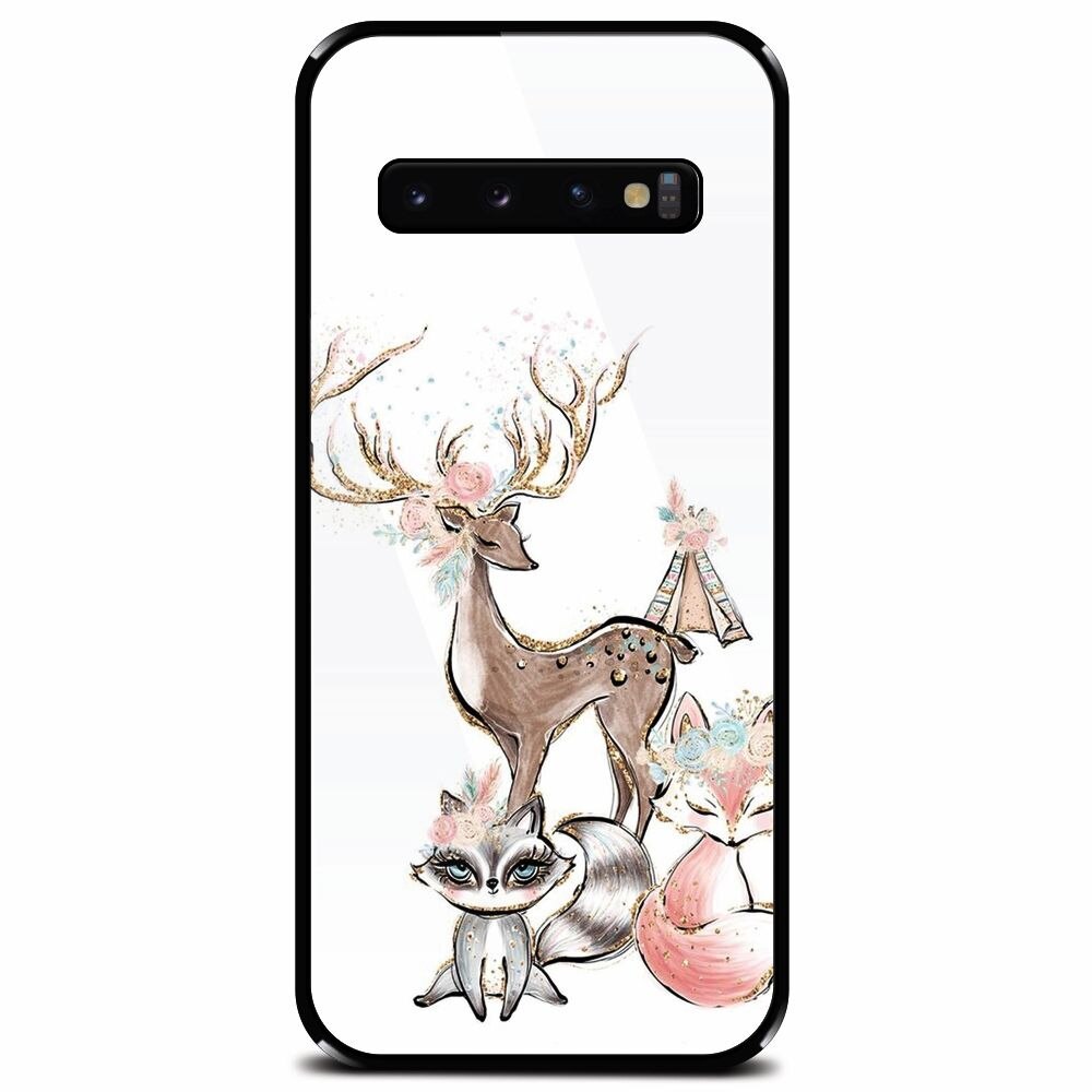 Husa din sticla securizata pentru Samsung Galaxy S10 Plus, Foxs And Deer