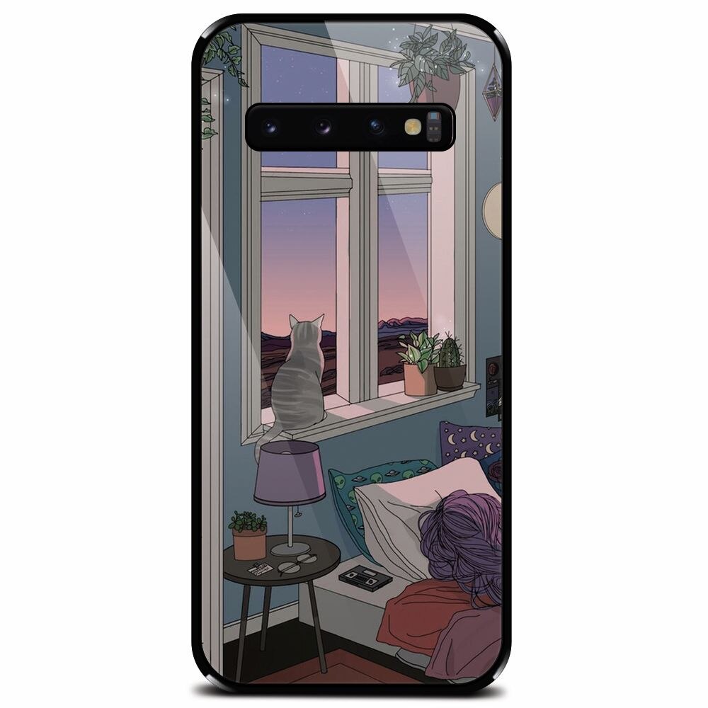 Husa din sticla securizata pentru Samsung Galaxy S10, Girl Room