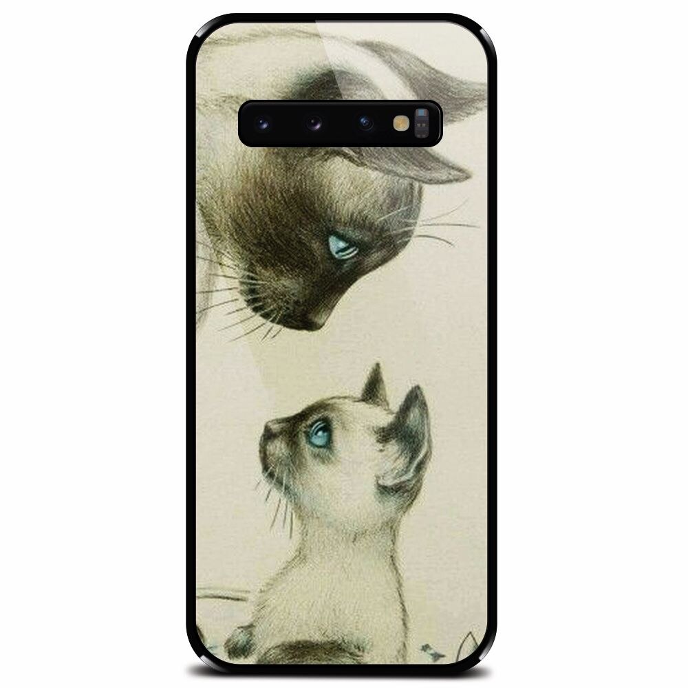 Husa din sticla securizata pentru Samsung Galaxy S10, Little Cat