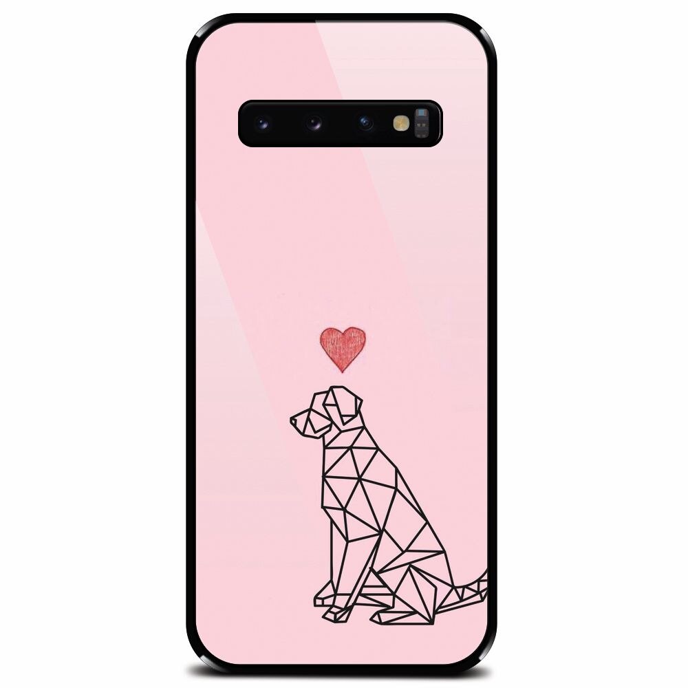Husa din sticla securizata pentru Samsung Galaxy S10 Plus, Love Dog