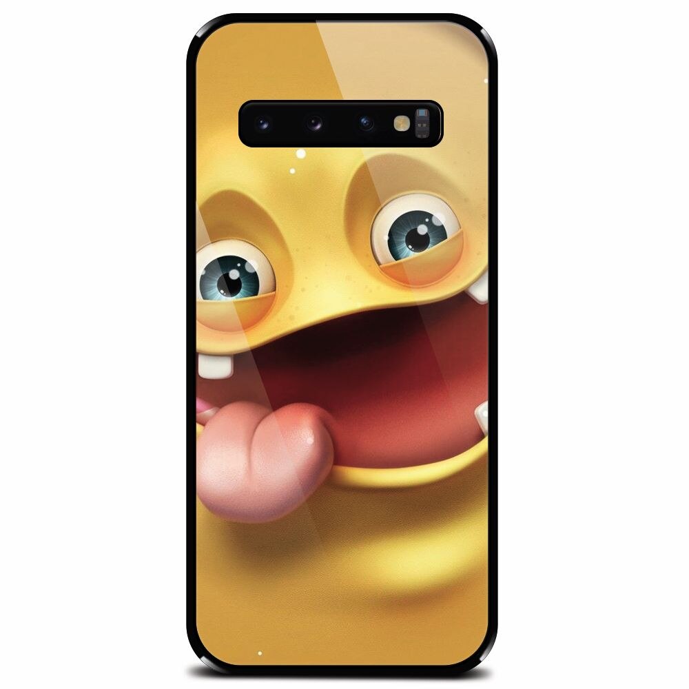 Husa din sticla securizata pentru Samsung Galaxy S10 Plus, Cute Monster