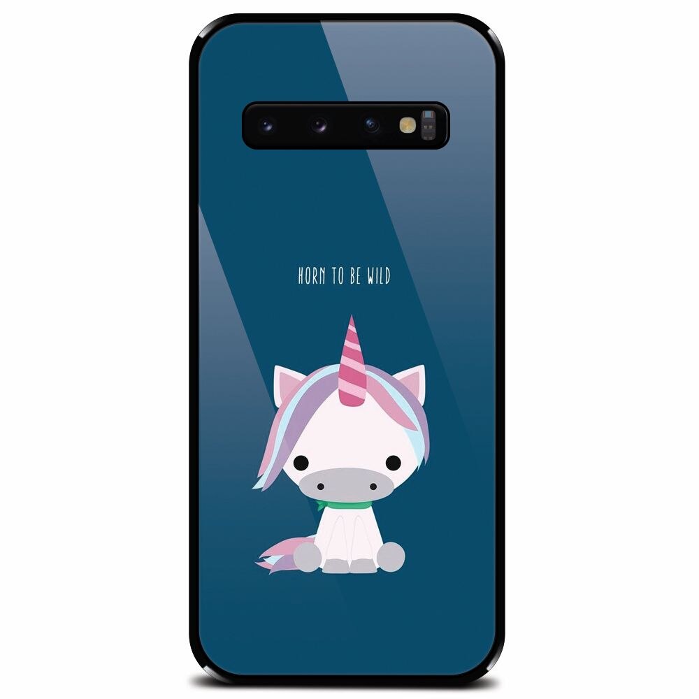 Husa din sticla securizata pentru Samsung Galaxy S10, Horn To Be Wild Cute Unicorn