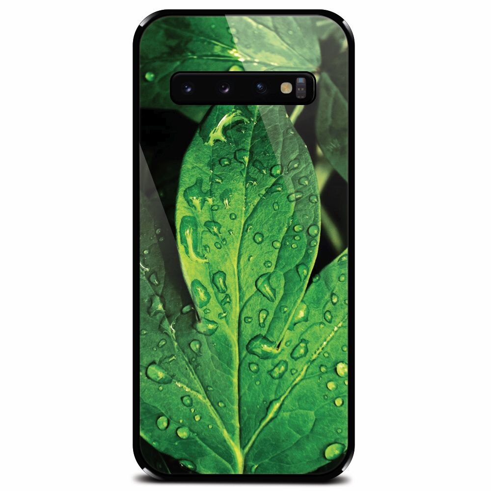 Husa din sticla securizata pentru Samsung Galaxy S10, Leaves And Dew