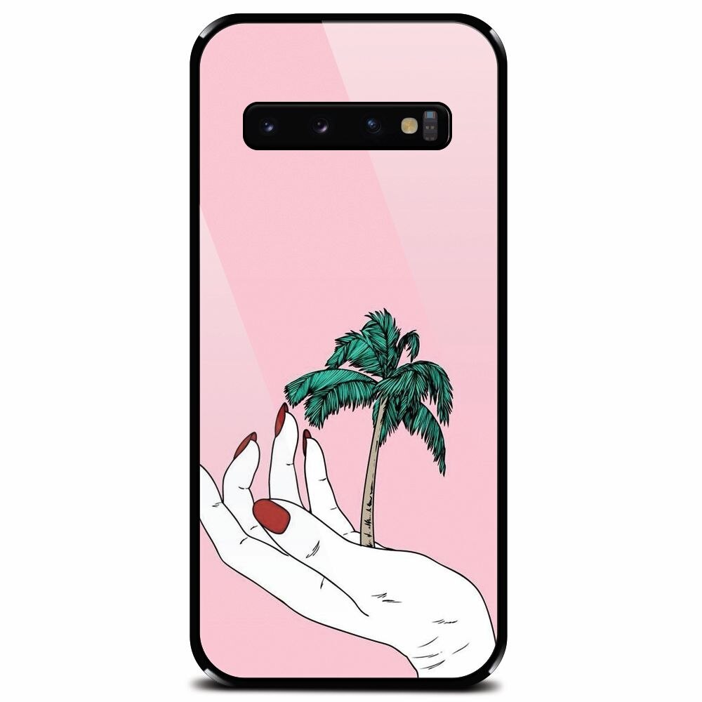 Husa din sticla securizata pentru Samsung Galaxy S10 Plus, Palm Tree