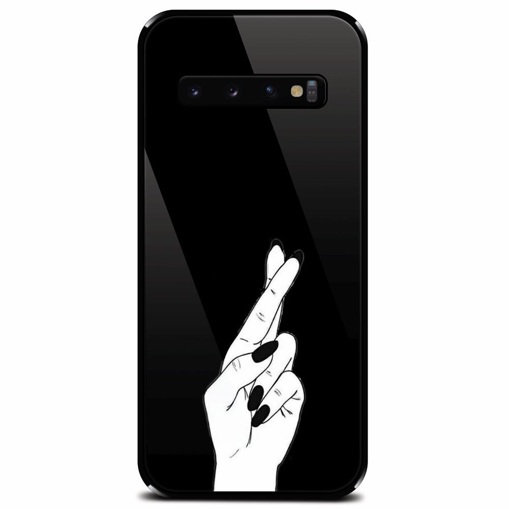 Husa din sticla securizata pentru Samsung Galaxy S10, Finger Cross