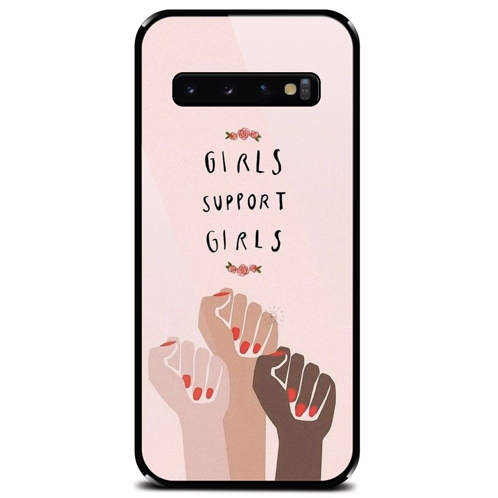 Husa din sticla securizata pentru Samsung Galaxy S10 Plus, Girls Supportgirls
