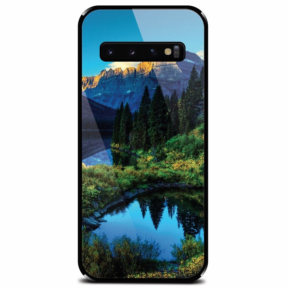 Husa din sticla securizata pentru Samsung Galaxy S10, HDR Mountains Lake