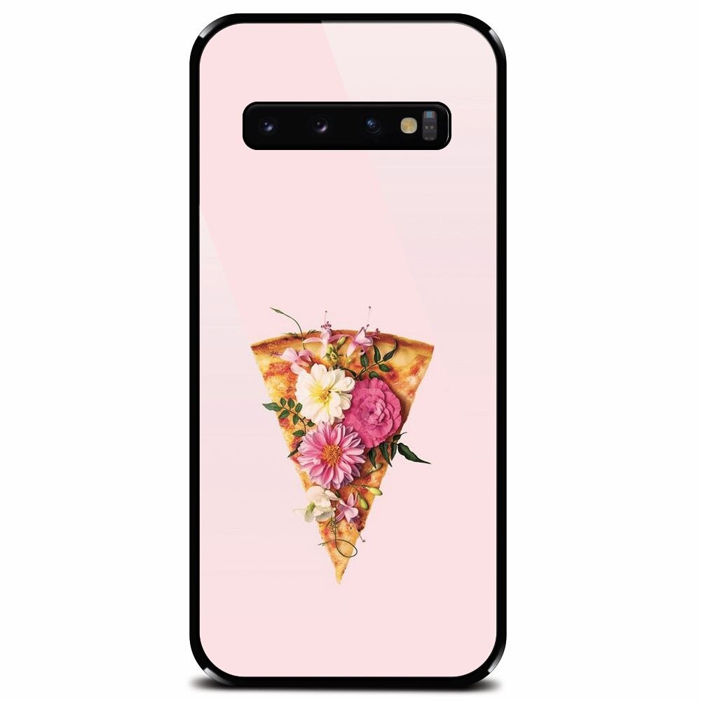 Husa din sticla securizata pentru Samsung Galaxy S10 Plus, Flower Pizza