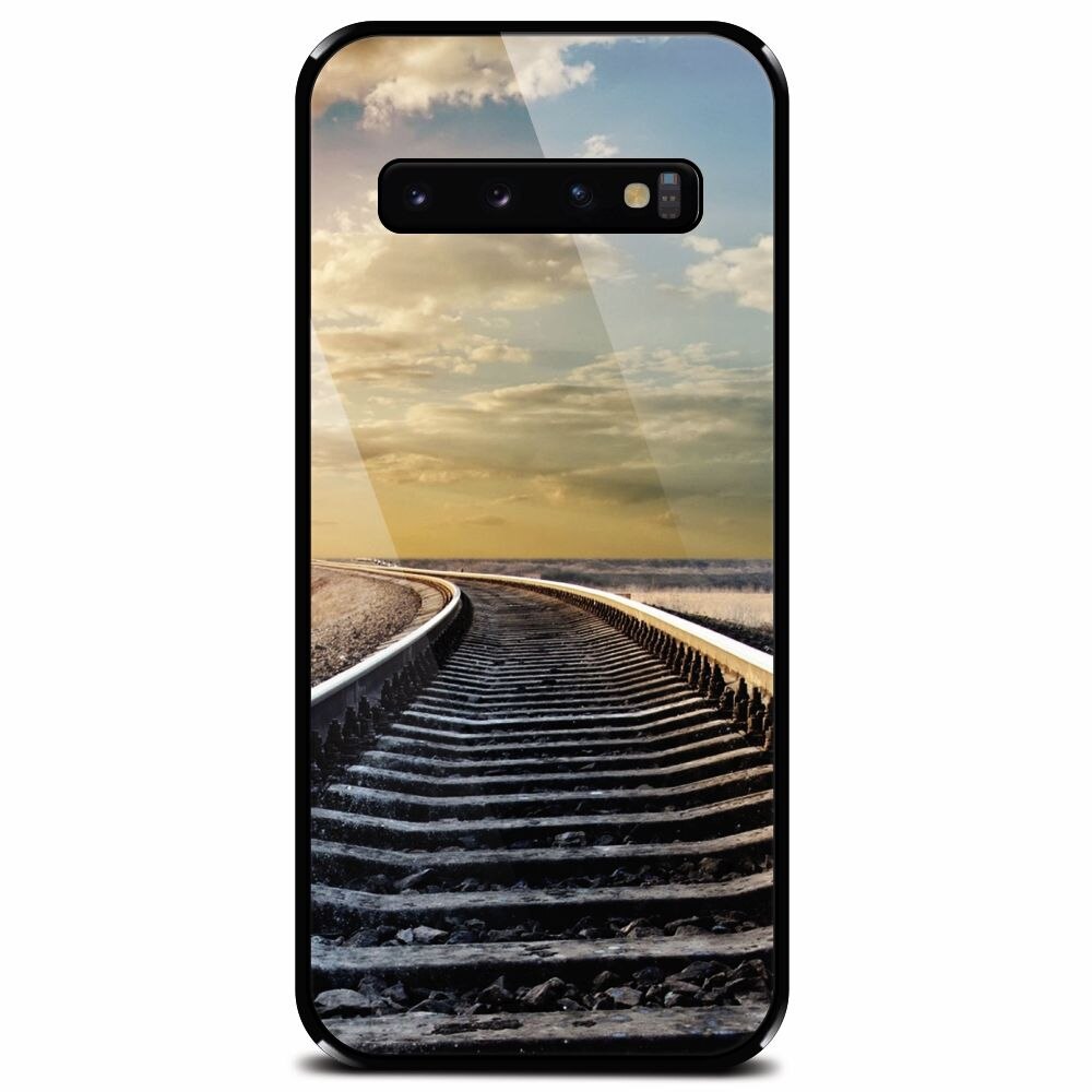 Husa din sticla securizata pentru Samsung Galaxy S10 Plus, Railroad Horizon