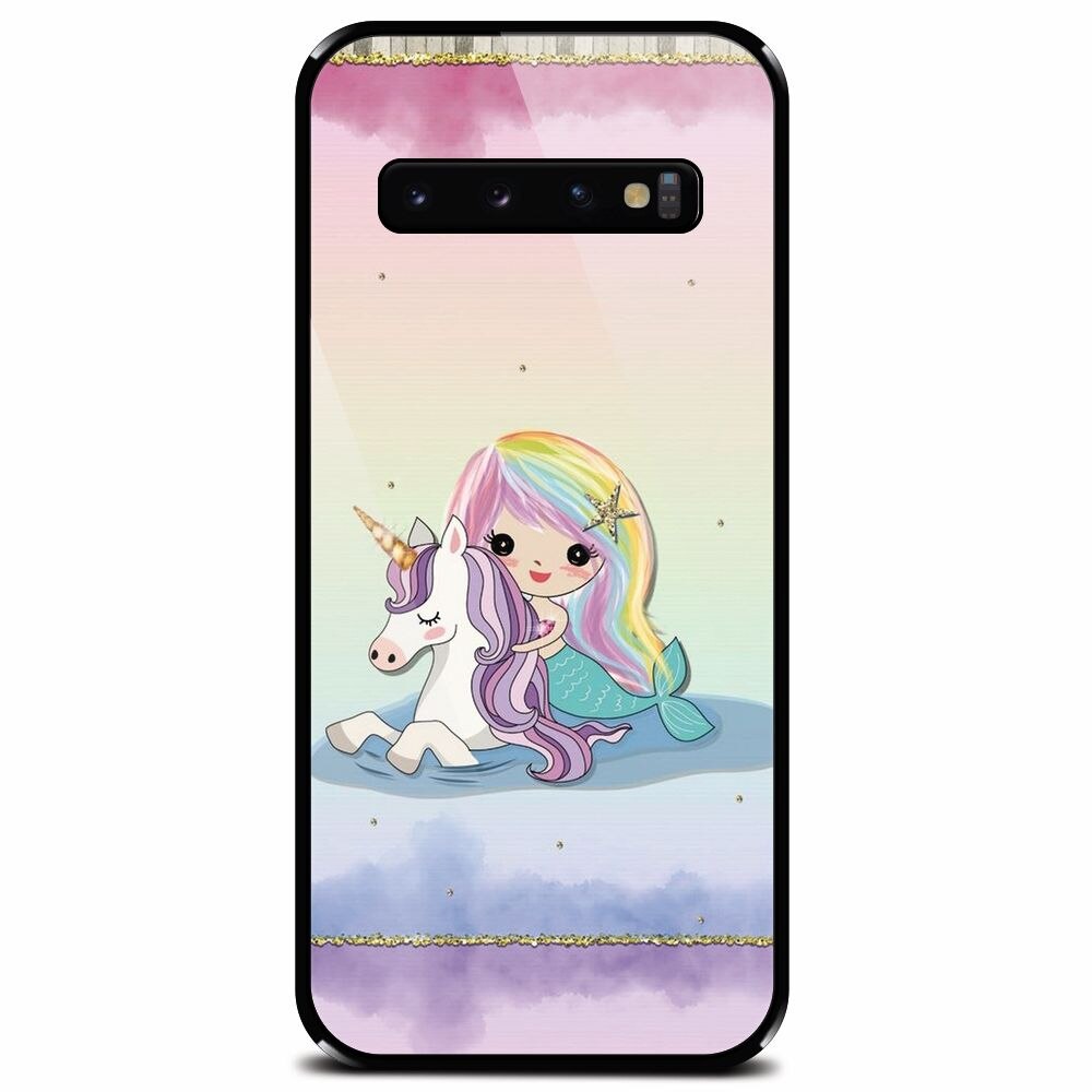 Husa din sticla securizata pentru Samsung Galaxy S10, Mermaid Unicorn Play