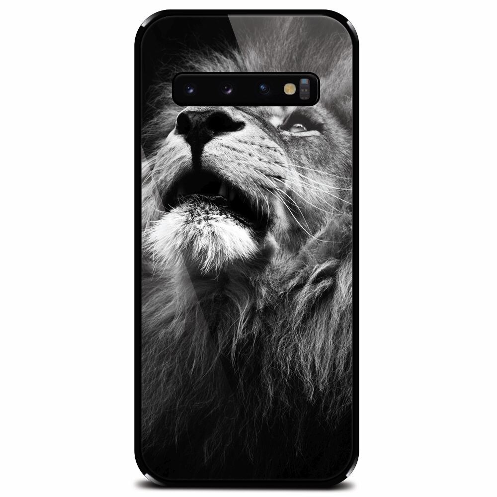 Husa din sticla securizata pentru Samsung Galaxy S10 Plus, Majestic Lion Portrait