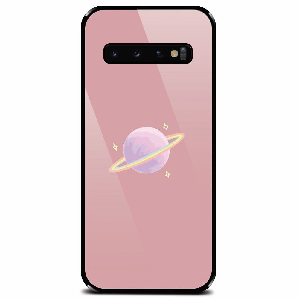 Husa din sticla securizata pentru Samsung Galaxy S10 Plus, Saturn On Pink