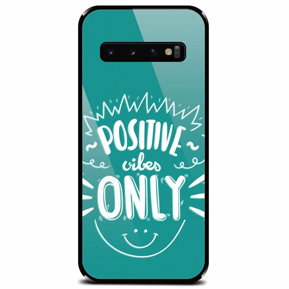 Husa din sticla securizata pentru Samsung Galaxy S10, Positive Vibes