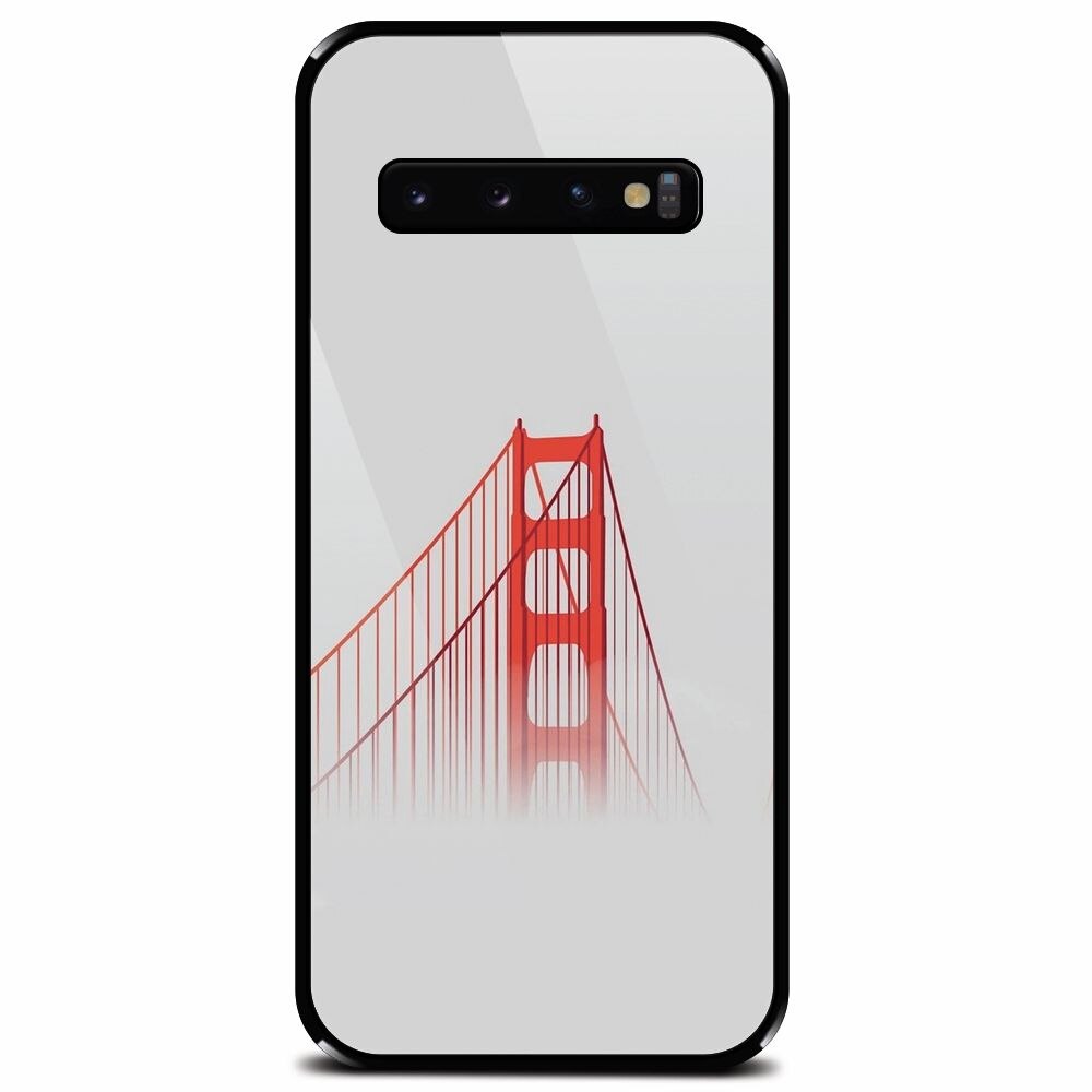 Husa din sticla securizata pentru Samsung Galaxy S10, Red Bridge In Clouds