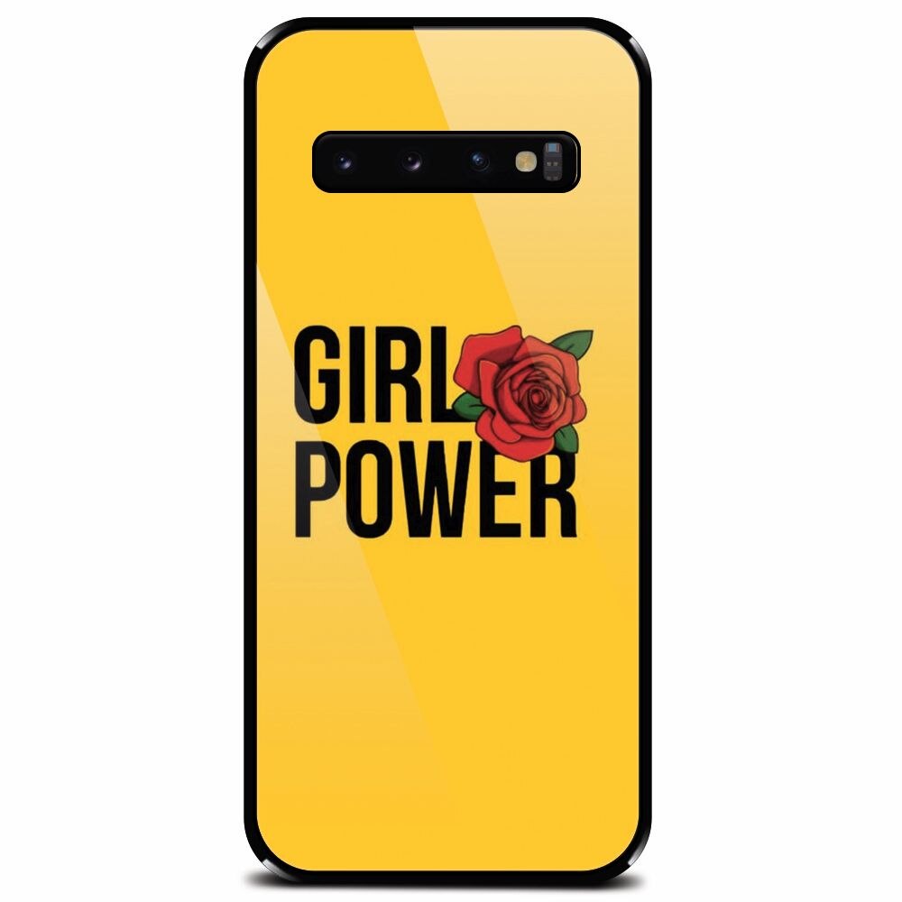Husa din sticla securizata pentru Samsung Galaxy S10 Plus, Girl Power