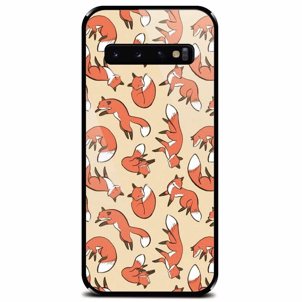 Husa din sticla securizata pentru Samsung Galaxy S10 Plus, Red Foxes