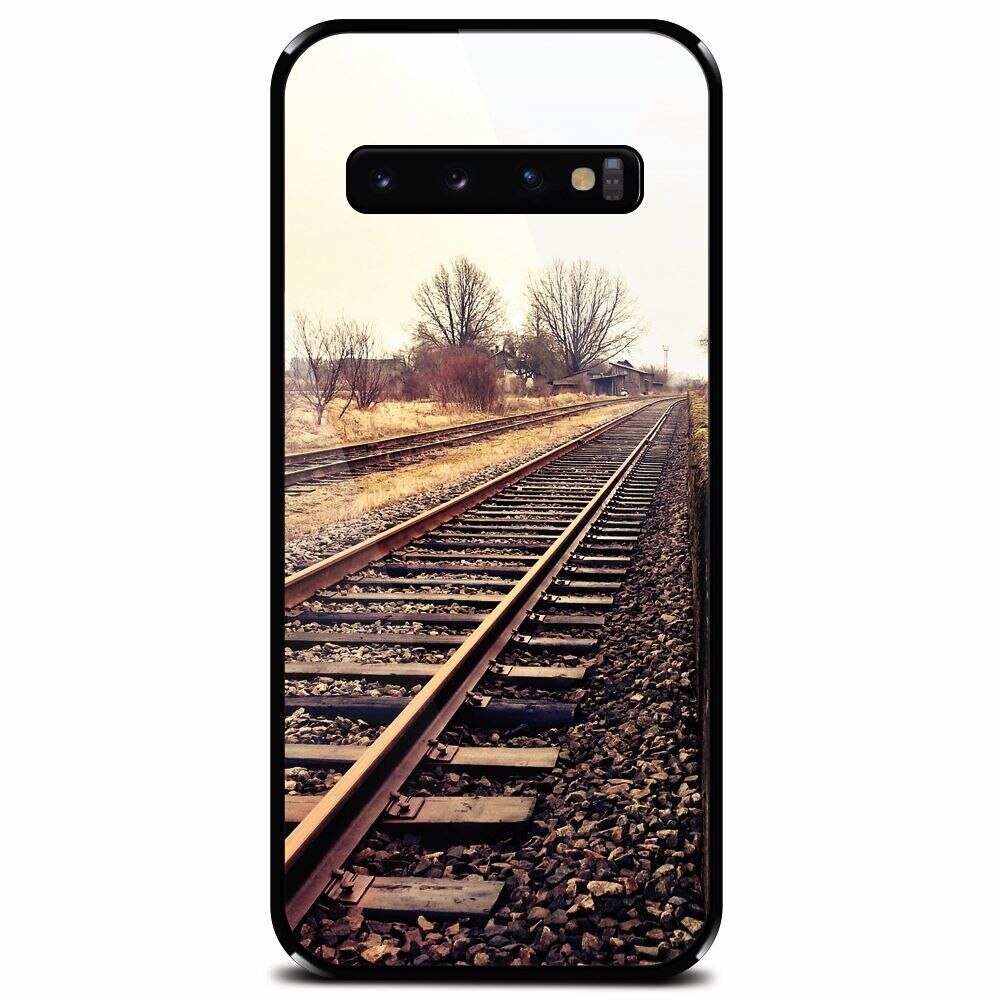 Husa din sticla securizata pentru Samsung Galaxy S10 Plus, Railroad