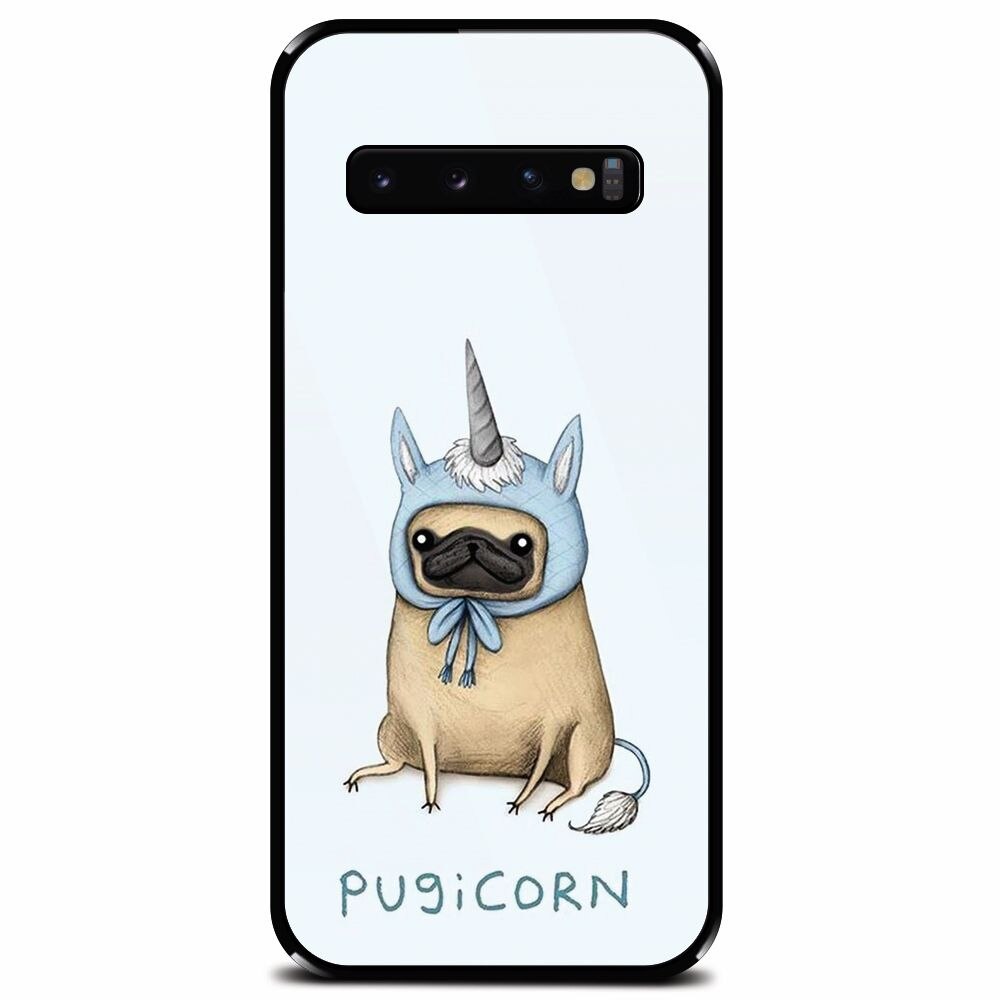 Husa din sticla securizata pentru Samsung Galaxy S10 Plus, Pugicorn
