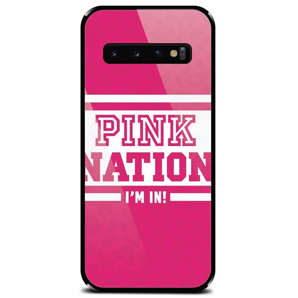 Husa din sticla securizata pentru Samsung Galaxy S10, Pink Nation