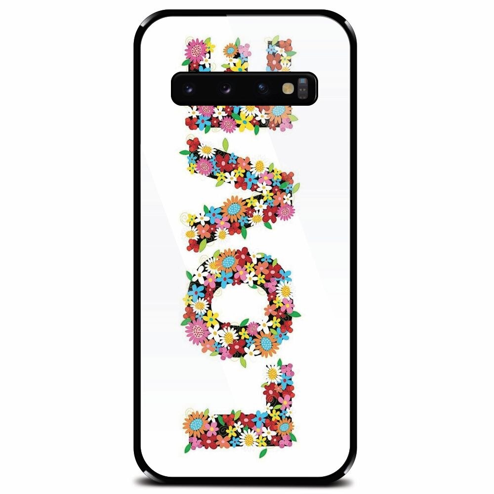 Husa din sticla securizata pentru Samsung Galaxy S10, Love Made By Flowers