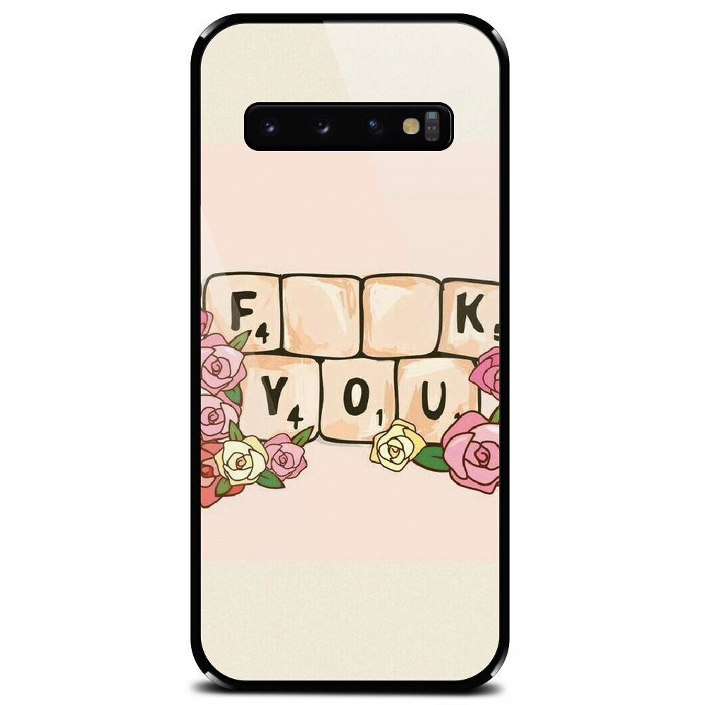 Husa din sticla securizata pentru Samsung Galaxy S10 Plus, Scrabble