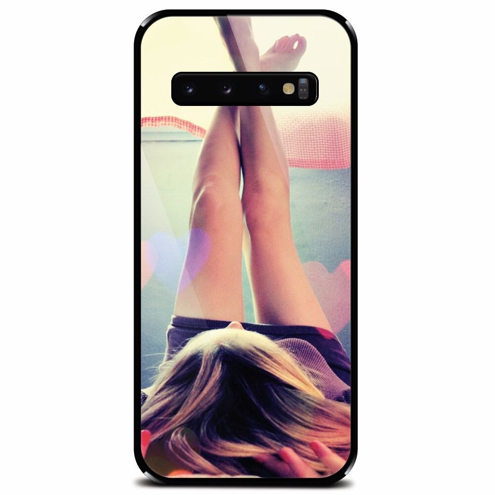 Husa din sticla securizata pentru Samsung Galaxy S10 Plus, Relax Girl