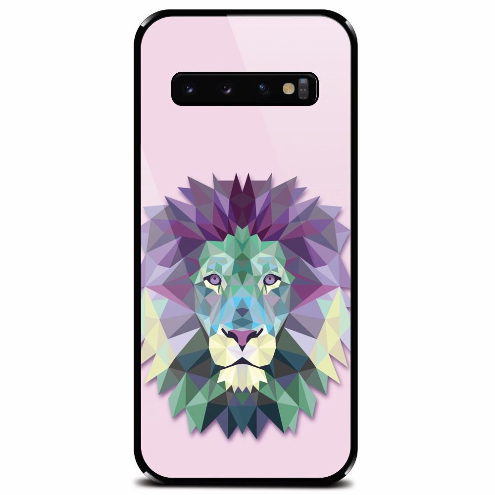 Husa din sticla securizata pentru Samsung Galaxy S10 Plus, Polygon Lion