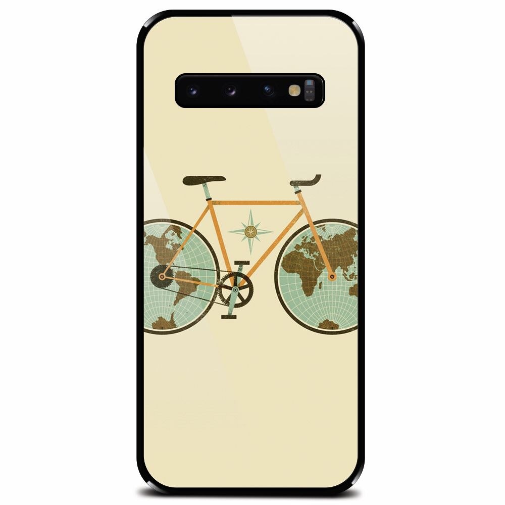 Husa din sticla securizata pentru Samsung Galaxy S10, Retro Bicycle Illustration