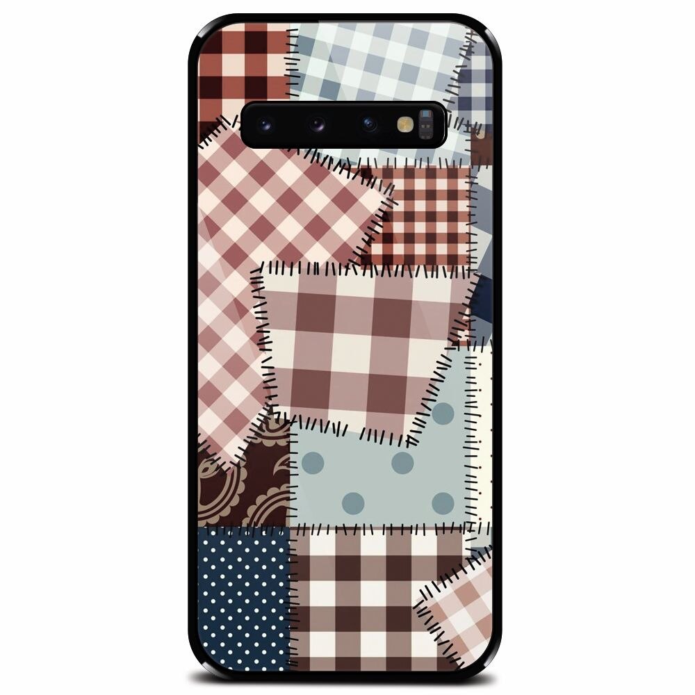 Husa din sticla securizata pentru Samsung Galaxy S10, Patchwork Vector