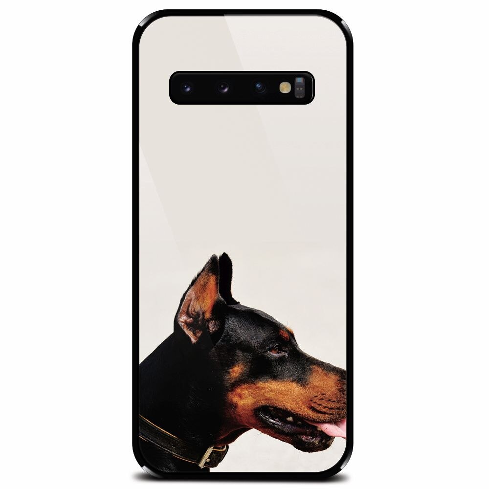 Husa din sticla securizata pentru Samsung Galaxy S10, Doberman