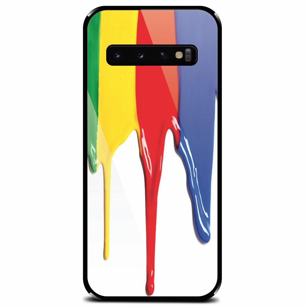 Husa din sticla securizata pentru Samsung Galaxy S10 Plus, Dripping Colorful Paint