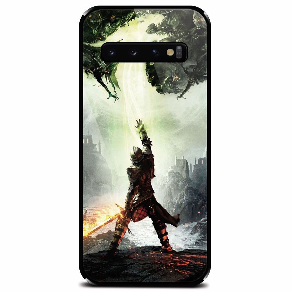 Husa din sticla securizata pentru Samsung Galaxy S10 Plus, Green Dragon