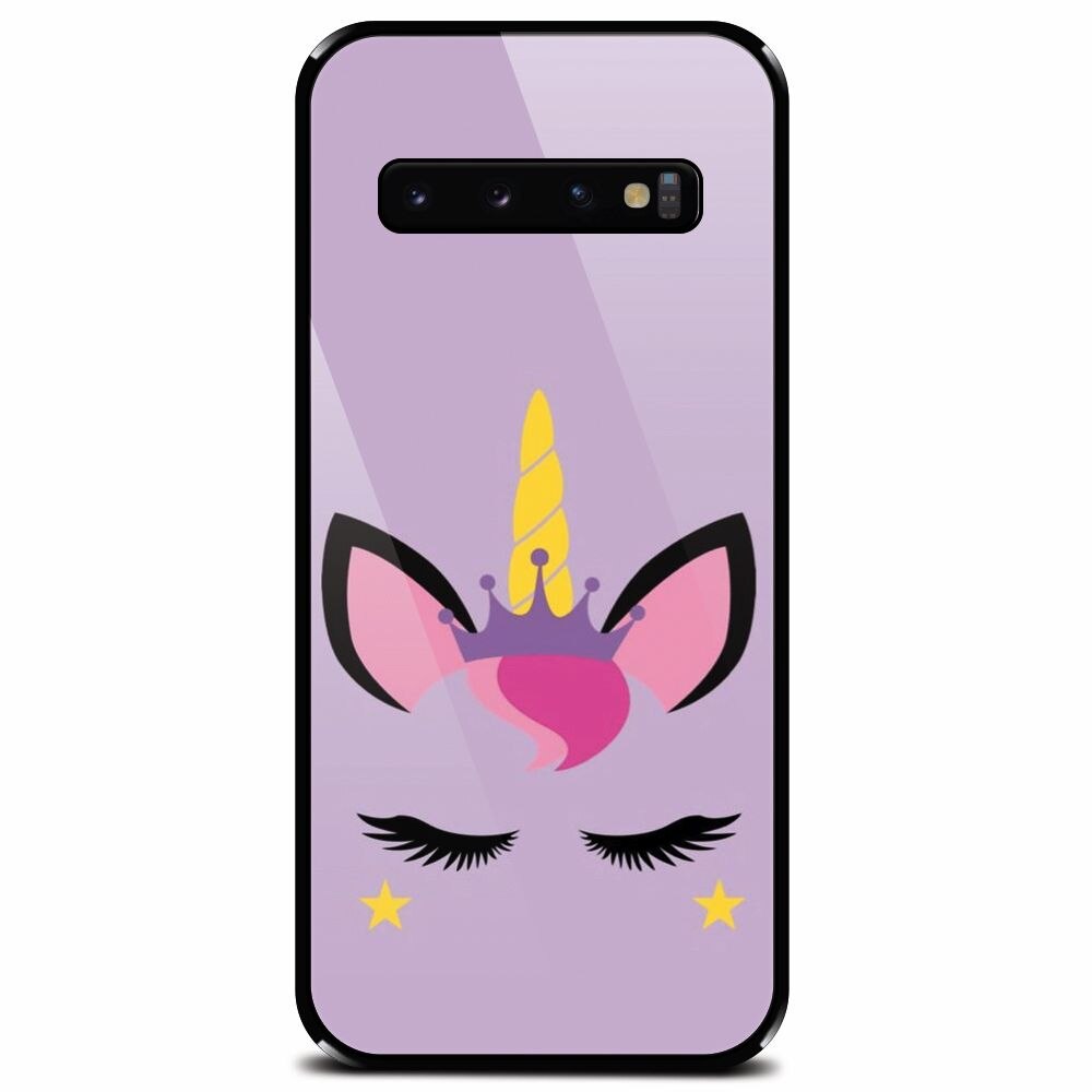Husa din sticla securizata pentru Samsung Galaxy S10, Unicorn Shine