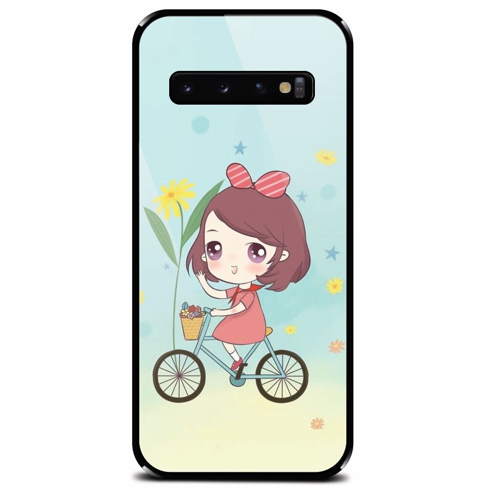 Husa din sticla securizata pentru Samsung Galaxy S10 Plus, Girl And Bike